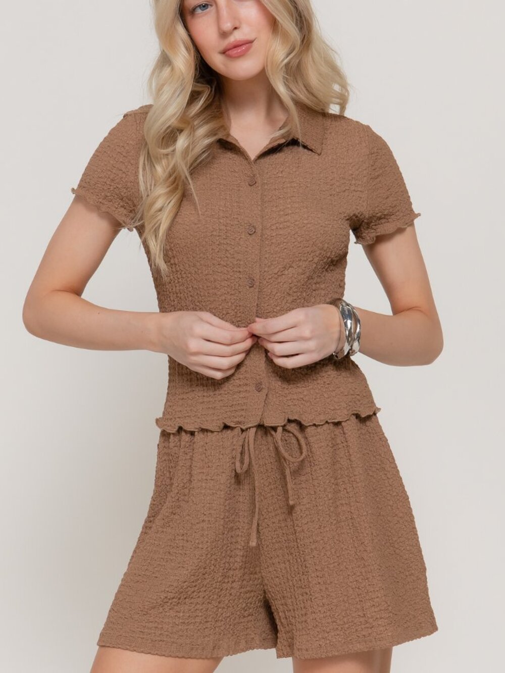 Women's Brown and Tan Blouse